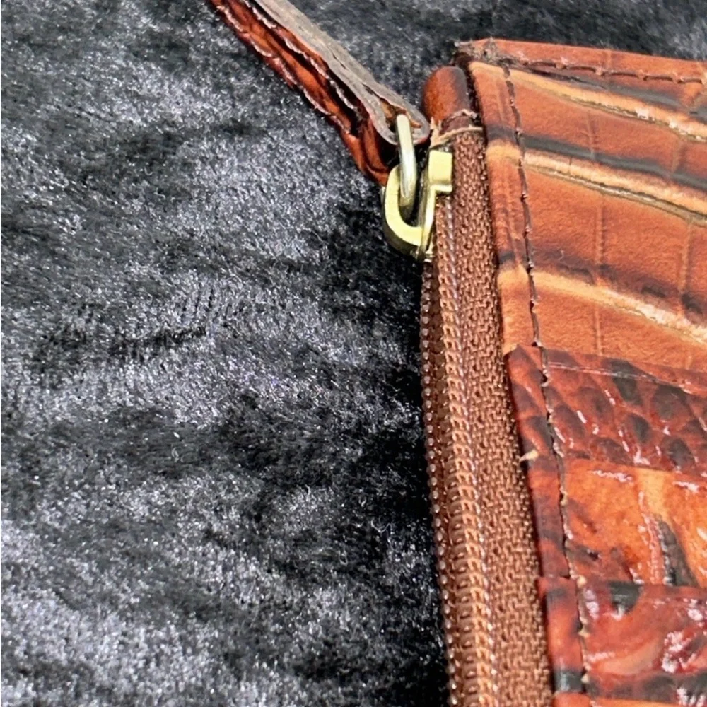 Brahmin credit card wallet red opal Melbourne croc-embossed leather